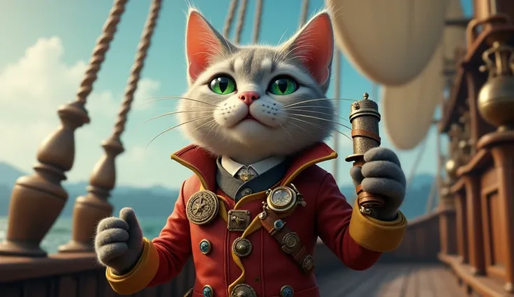 Describe Captain Whiskers as if you were introducing him to someone who had never met him. Focus on his personality, quirks, and appearance."