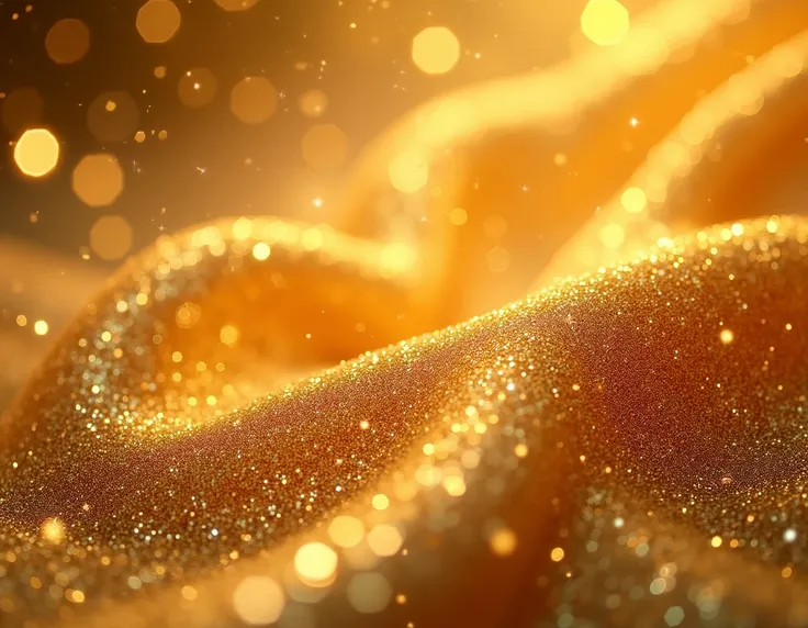 golden glitter texture, shimmering background, fine sparkling particles, luxurious festive backdrop, macro photography, high detail, soft focus, warm golden tones, celebration theme, abstract pattern, glamorous, elegant, holiday ambiance
