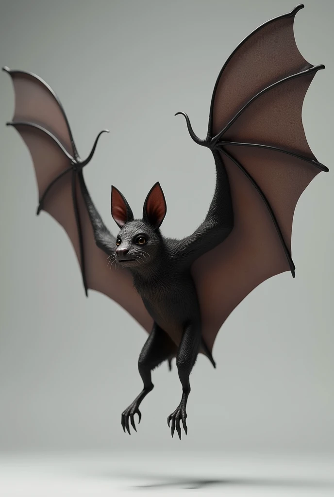 A real bat with its wings open in 3D
