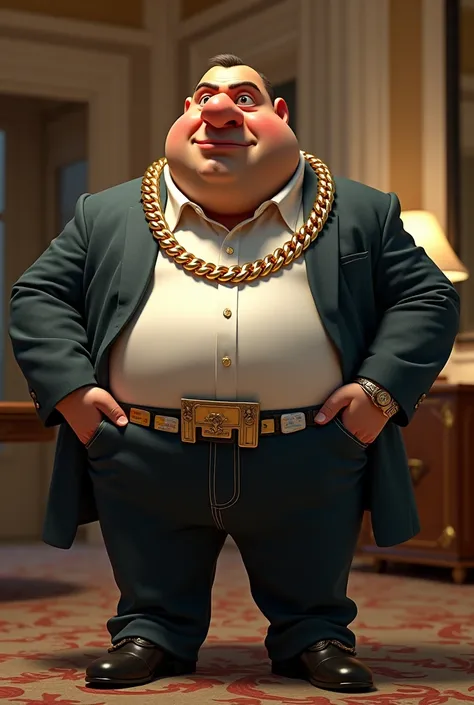 A fat one with a gold chain written Big Nose and several credit card falling off is money 