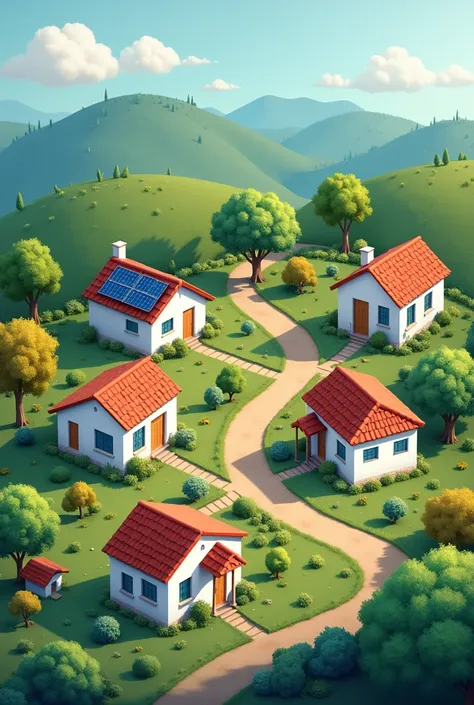 Rural Energy Micro-grid :
 A local network that connects homes and allows the exchange of excess energy between homes,  ensuring an efficient and collective use of energy resources . (Keep the same description as the previous images)