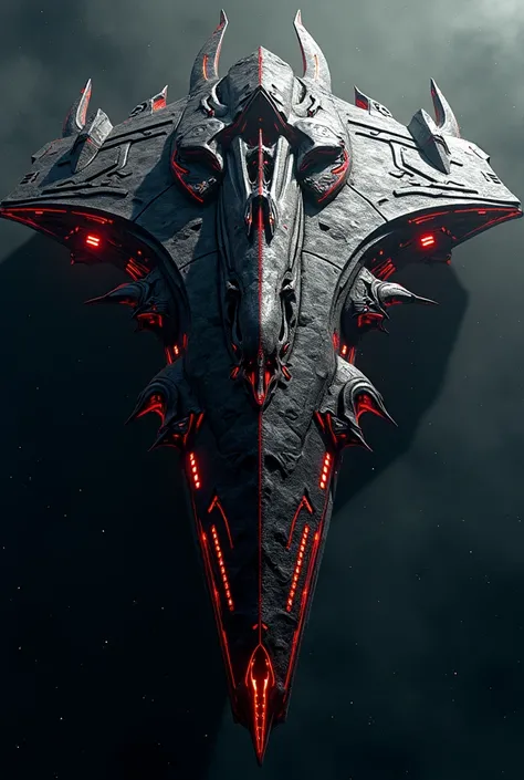 alien spaceship with black/red dragon-lynx motif 