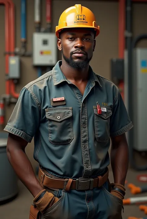 A black electrician with a logo written "Jeremy Ohm Sweet Ohm Electrical"