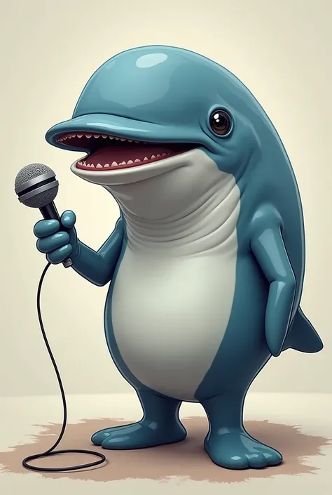 make me a caricature sperm whale news anchorman holding a speaker