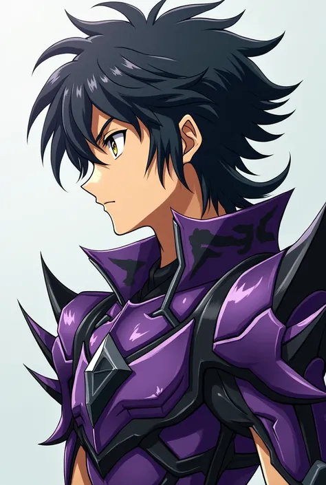  Full size image ,  face profile,  From head to toe ,  in profile and in front of , Young boy, de 20 years, male anime character , strong, villain and banished ,  wearing armor inspired by the style of the knights of the zodiac  (Saint Seiya),  armor based...