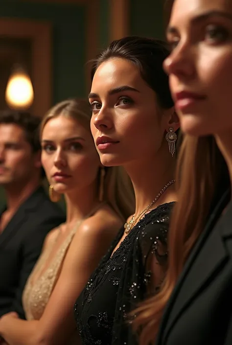 A group of wealthy people from all over the world attending  an auction., ,  masterpiece , Arte oficial, 8K,  The best quality,  very detailed,  exquisite facial features ,  perfect face ,  shiny skin, ,  a group of wealthy people :1.2, attending , auction...