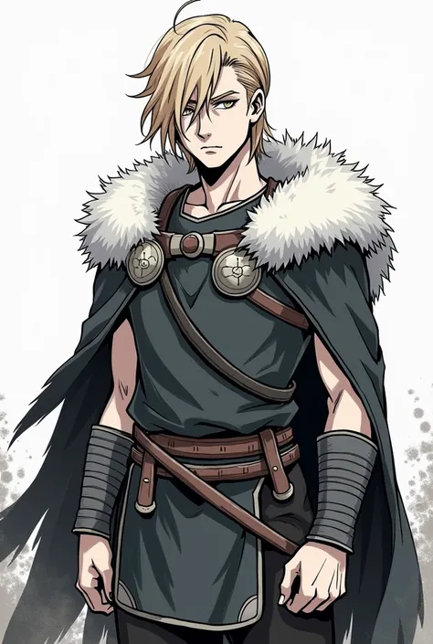 
MAKE A DESIGN OF THORFINN FROM THE ANIME VINLAND SAGA IN MANGA WITH JUST TWO COLORS