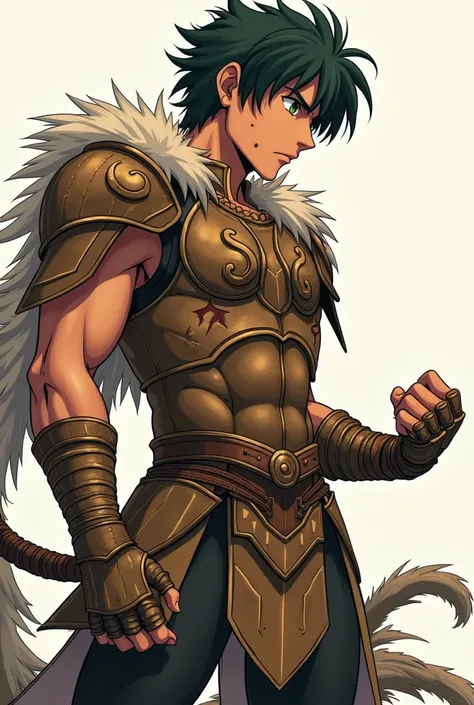  Full size image ,  face profile,  From head to toe ,  in profile and in front of , Young boy, , male anime character , strong,  wrestler and athletic , vistiendo una armadura  armor inspired by the style of the knights of the zodiac (Saint Seiya),  armor ...