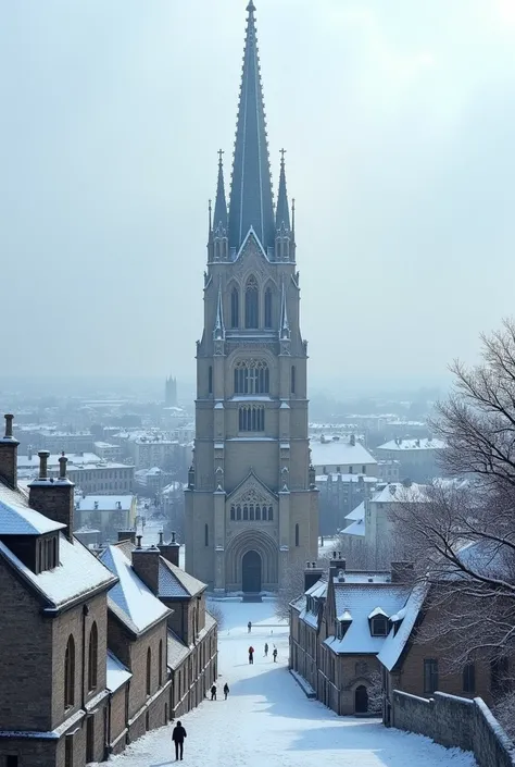 Tour Perret Amiens under the snow