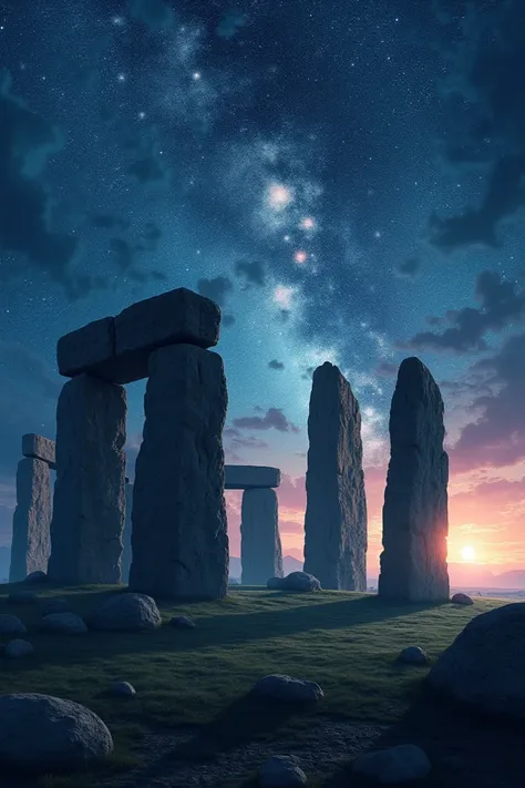 Accompanying Image:
A dramatic illustration of Stonehenge under a starry sky, symbolizing ancient mysteries.

