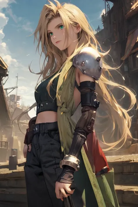 A blonde girl with long hair and green eyes, Final Fantasy vii