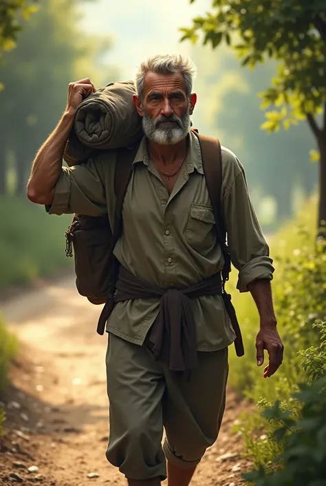 a man carrying a light burden 