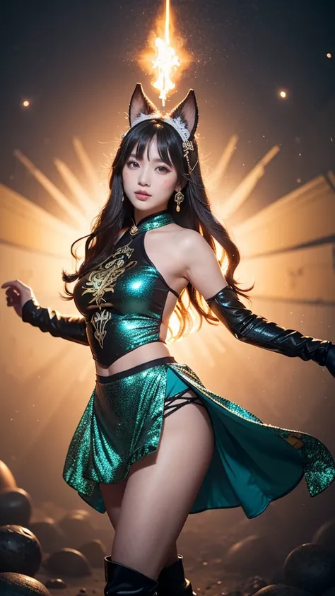 ② A captivating reimagination of Zhu Bajie as the ultimate magical girl, blending whimsical charm with a touch of ethereal strength.

Her playful pose showcases a vibrant and dynamic energy, as she is captured mid-dance, her movements exuding a sense of jo...