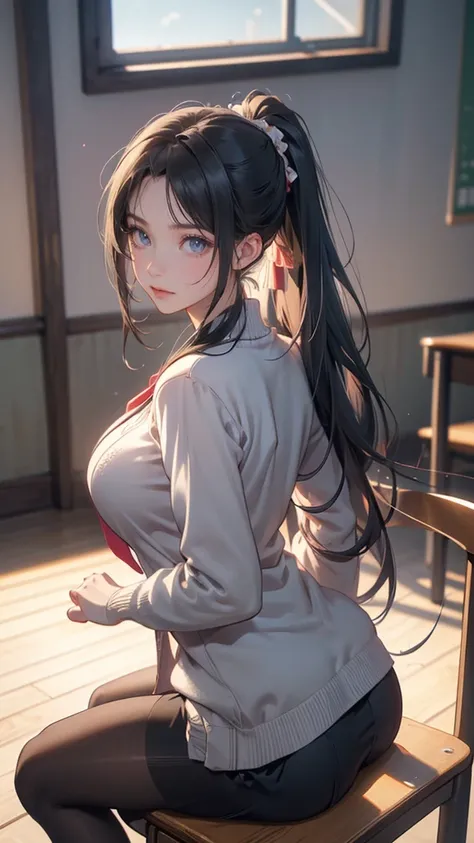 ((Random Pose)), ((masterpiece, highest quality, High resolution, Hmm, RTX, perfect pixel, Depth of the bounds written, 4k, very detailed))), 1 girl, single, alone, beautiful anime girl, beautiful art style, anime character, (( long up ponytail hair, hair ...