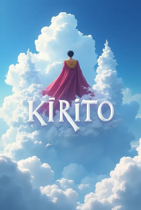 Logo of 3D game Luffy the god of marriage with white clouds inscribed with Kiritos name 