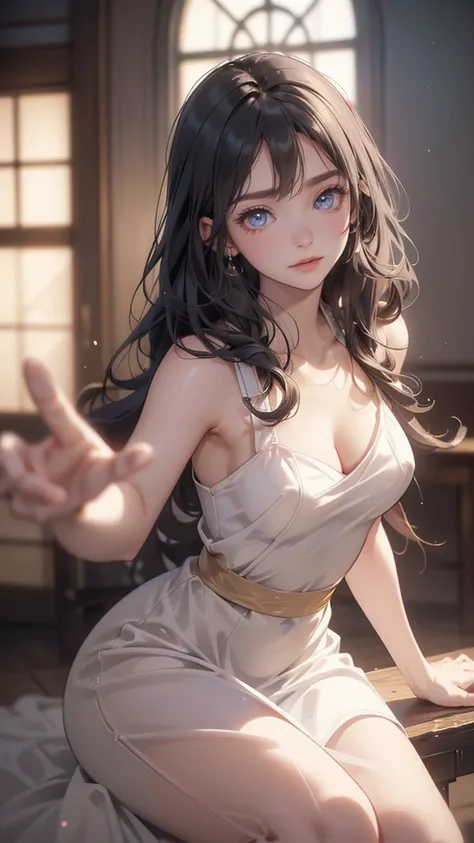 ((Random Pose)), ((masterpiece, highest quality, High resolution, Hmm, RTX, perfect pixel, Depth of the bounds written, 4k, very detailed))), 1 girl, single, alone, beautiful anime girl, beautiful art style, anime character, (( Curly hair, hair Colour: Bla...