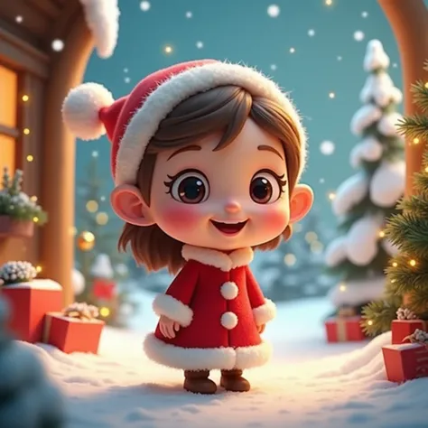 可爱Cartoon人物，Christmas atmosphere，Cartoon， High Quality 