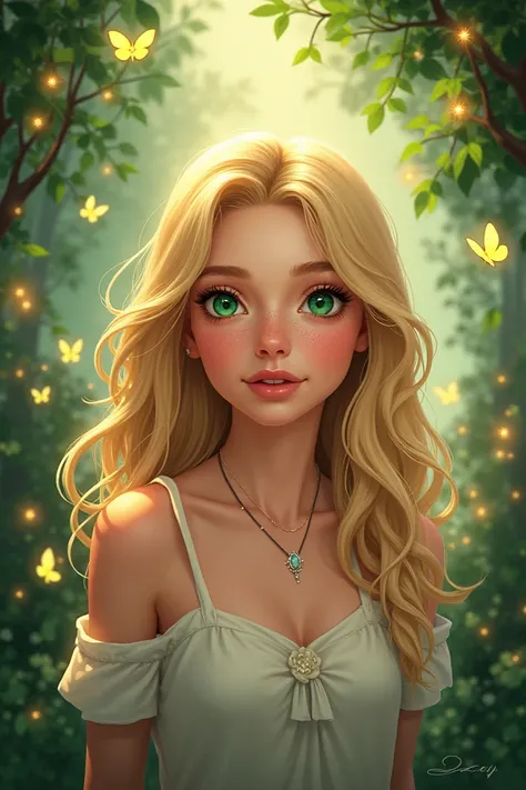 Disney drawing, sexy green-eyed blonde.