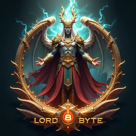 make a 3d logo using ancient mythological character using the word "LoRd 8-ByTe"