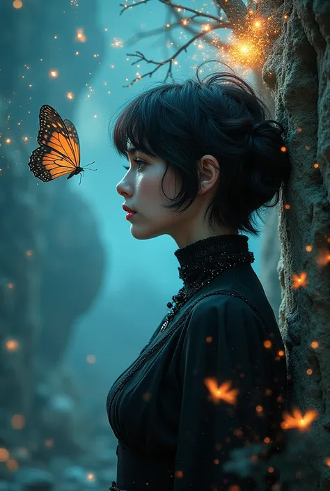 A cover for Whatpped saying  ("  Timeless Mess , Butterfly on top of the name in the corner ") With mystery ,  fantasy and butterfly effect in relation to temporal manipulation and she the little purple butterfly flying fast . A young woman with a timeless...