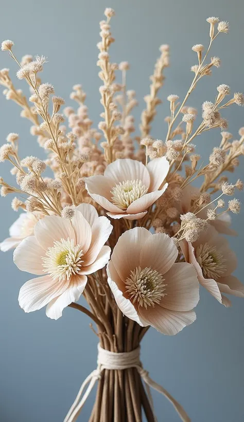 A bouquet of dried flowers，Light coffee color， HD quality ， for e-commerce display