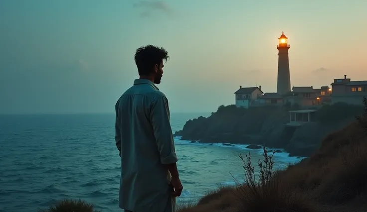 . Shazaman’s Dream of Working at the Lighthouse
Prompt: A young Pakistani man standing at the edge of a coastal village, gazing at a distant lighthouse with a look of ambition, surrounded by the vast sea and
