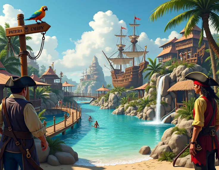 Create a pirate-themed water amusement park 