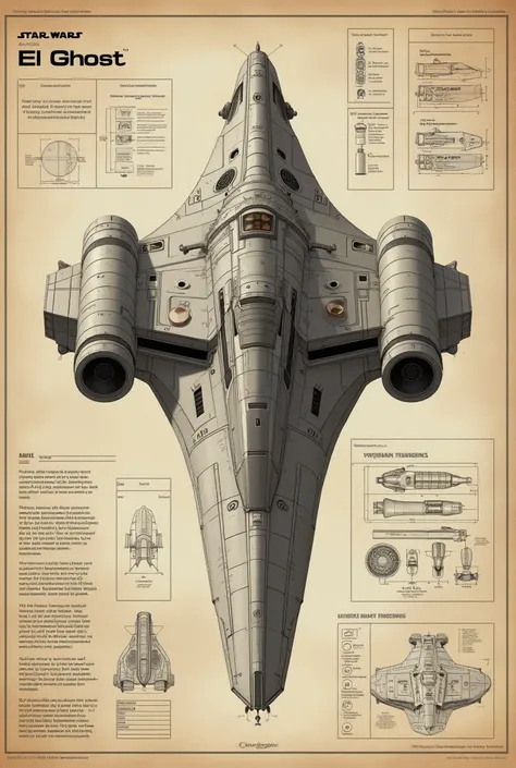 Diagram of the ship  "el ghost"(Star Wars Rebels )  if it were built on the basis of other ships, very similar to "ghost "(Star Wars Rebels )
