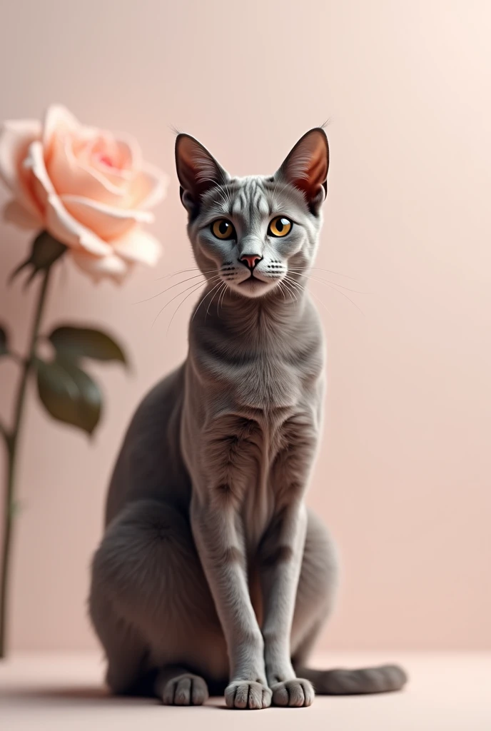 Cat in a minimalist rose 