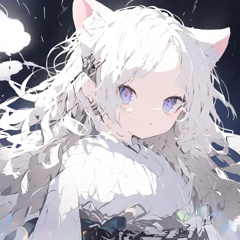 
high resolution
expressive
solos
1 person
Beautiful young man
cute
neutral appearance
white hair
pure white hair
Long-necked jellyfish cut
white outfit
Long clothes
white kimono
Sarecaceae
silvery eyes
cat ear
Im surprised