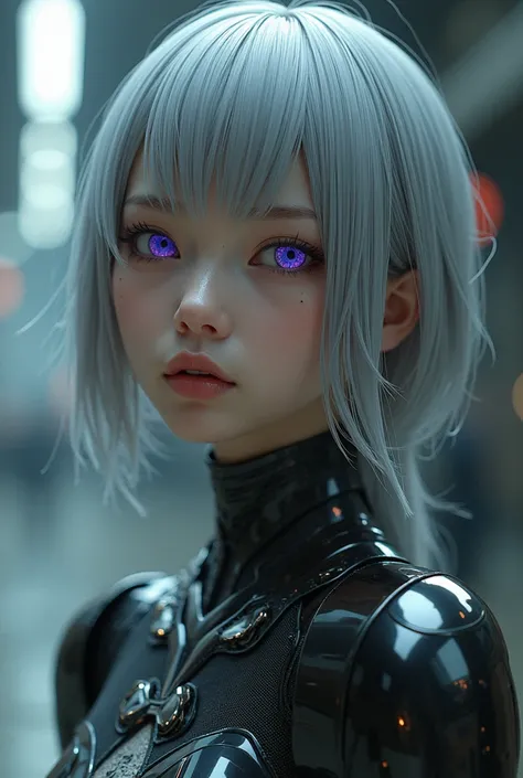 masterpiece, (Photorealsitic:1.4), Raw photo, Cyborg, 秋セーター, 晴れ,　ash hair, 1 Cyborg Girl, ((super realistic details)), global　illumination, Shadow, octan render, 8k, ultrasharp, character edge light, tits, Details of complex ornaments, Cyborg Girl、　Android...