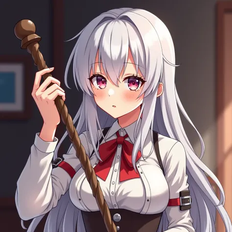 Slave Loli anime white hair, Dressed in bdsm gets spanked with a whip by her master