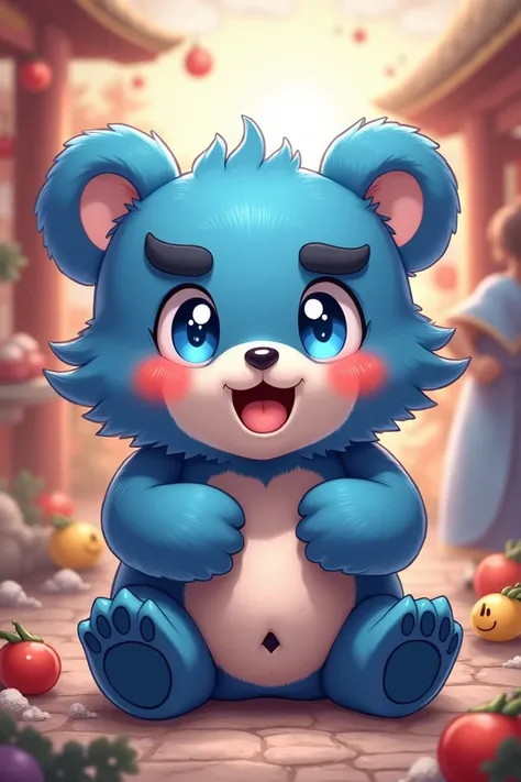 十泉浩 art created for keywords, sophring hao, naughty, friendly, blue bear, japanese clothes, male focus, hairy male, furry, blushing, only, bear ears, blue eyes, hair short, bushy eyebrows, , Shiquanjie, furry, blue bear, sophring hao, naughty, friendly, bl...