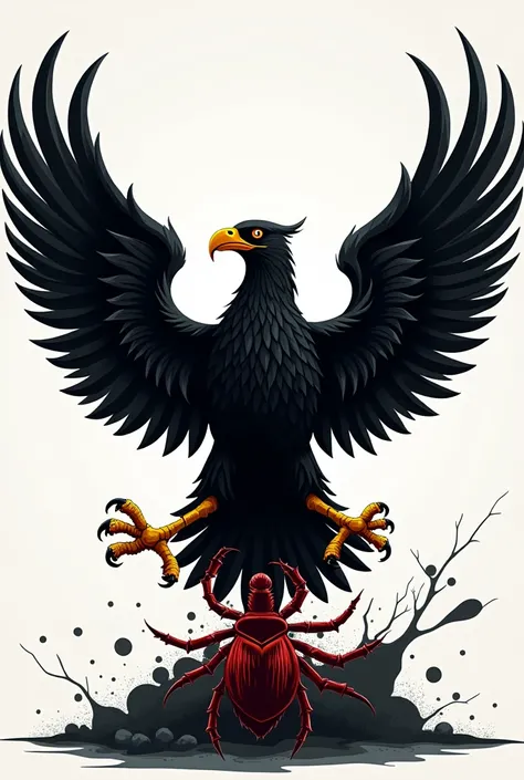 Create me a picture with the German federal eagle smashing a tick