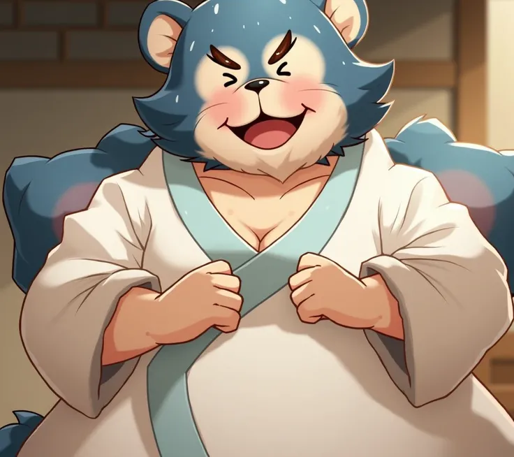 AIart 十泉浩 generated for keywords ,sophring hao, naughty, friendly, blue bear,Japanese clothes, male focus, furry male, furry, blush, only, bear ears, blue eyes, short hair, thick eyebrows, ,shiquanhao, furry, blue bear,sophring hao, naughty, friendly, blue...