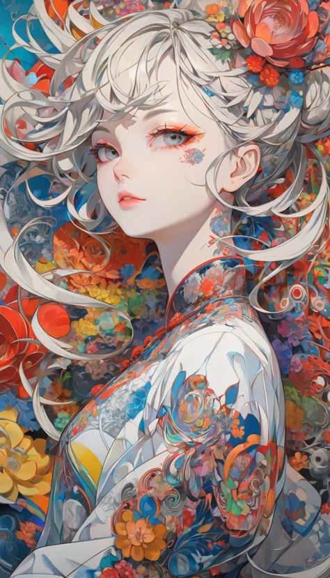 official art, unity 8k wallpaper, ultra detailed, beautiful and aesthetic, masterpiece, best quality, chinese style, (zentangle, mandala, tangle, entangle), ecstasy of flower, 1girl, extremely detailed, dynamic angle, cowboyshot, the most beautiful form of...