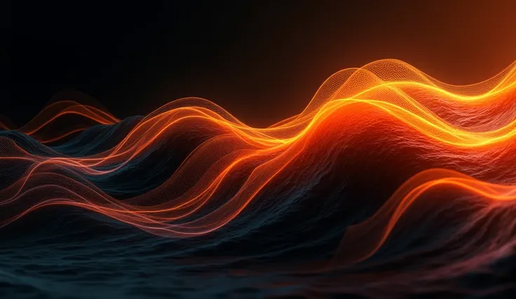 abstract graphic of a breathing waves orange and black