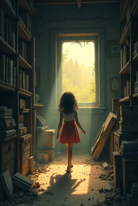 Mia’s Attic:
Look: A dusty, old room with boxes, books, and a small window where sunlight shines through.
Feel: Mysterious and hidden, like a secret place for Mia to discover something magical.
