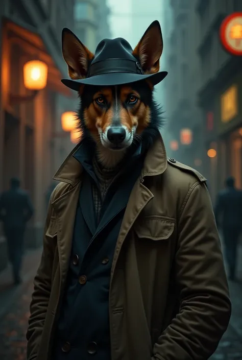 Human detective with dog ears