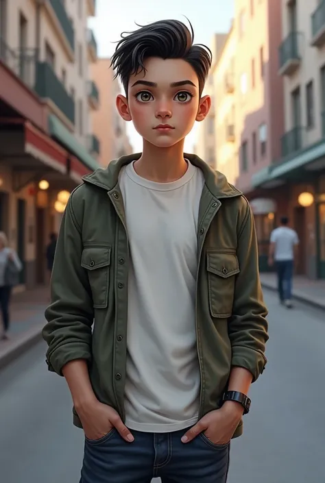 18-year-old boy in the street with normal clothes, photo