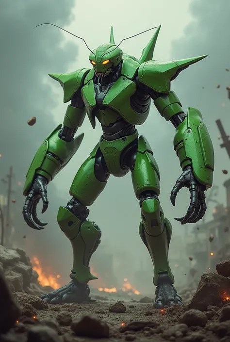 Ironman based on green mantis at war area real image