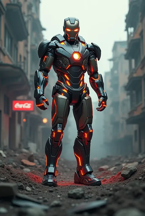 Ironman based on radioactive coca cola at war area real image