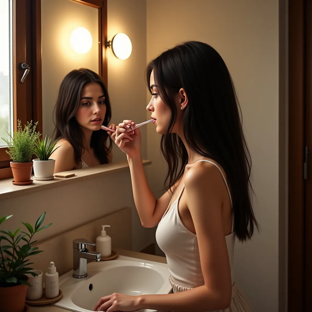 isabella brushing her teeth