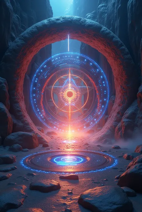 Hello.  Draw me a realistic picture for my phone wallpaper,  portal to the fifth dimension , three-dimensional picture ,  energy vortex at the entrance to the portal in the form of  "This picture, but only in the center is the Antahkarana symbolAntakarana"...