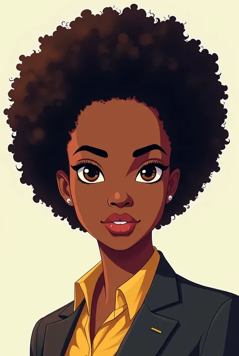 An Afro journalist in 2D and in front and in left profile 