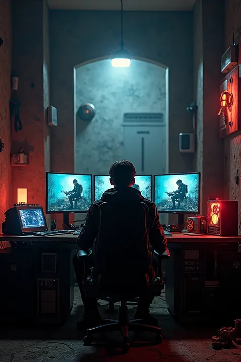 Resident Evil themed gamer setup