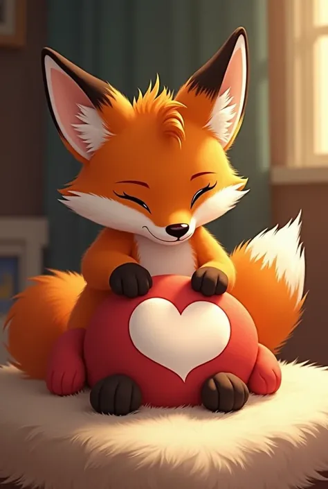 Foxy making a heart on top of Fred plush version