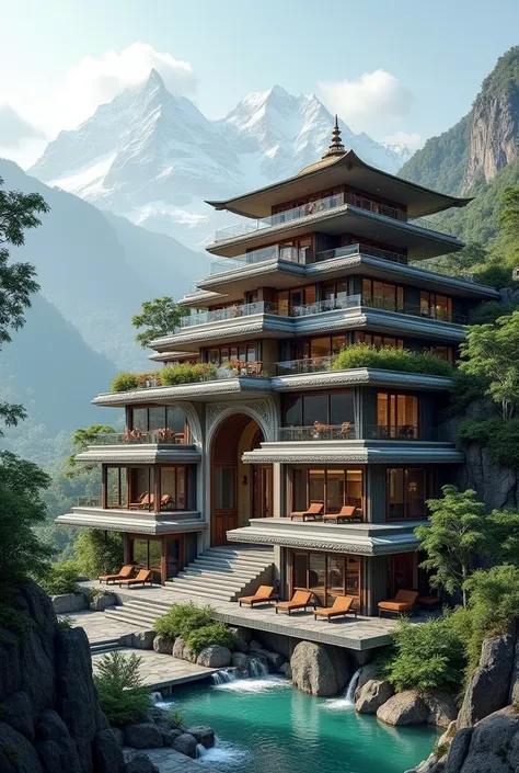 Create a nepali style modern building like apple park