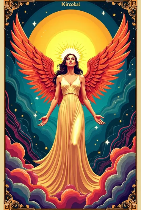 Angel tarot card using 3 colors with a pop art feel