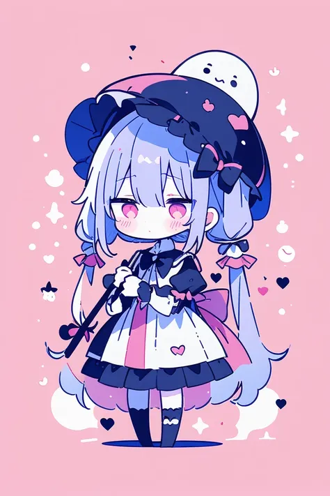 masterpiece, 最  High Quality  ,   High Quality  ,  super detailed,   ghost princess  , Aura of ghosts and cherry blossoms, Holding a cute umbrella, black and pink gothic costume ,  two curly pigtails tied with black and white flower hairpins,    Perfect Fi...